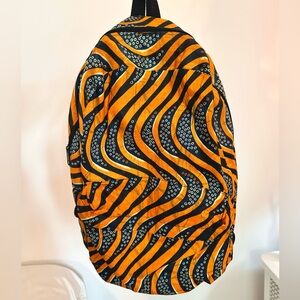 African Ankara backpack soft cotton orange batik